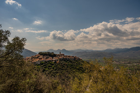 Monteroduni is an Italian town in the province of Isernia in Molise. Situated on a hill at about 460 meters in a very panoramic position, it stands out for its Pignatelli Castle.の写真素材