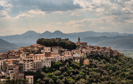 Monteroduni is an Italian town in the province of Isernia in Molise. Situated on a hill at about 460 meters in a very panoramic position, it stands out for its Pignatelli Castle.の写真素材