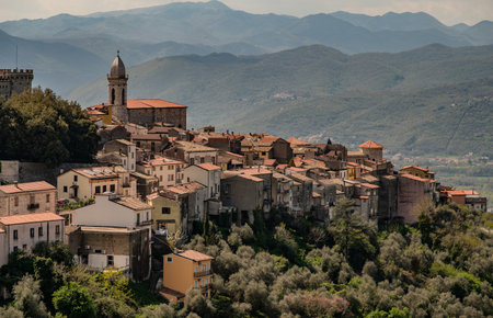 Monteroduni is an Italian town in the province of Isernia in Molise. Situated on a hill at about 460 meters in a very panoramic position, it stands out for its Pignatelli Castle.の写真素材