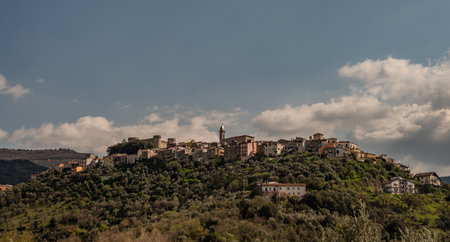 Monteroduni is an Italian town in the province of Isernia in Molise. Situated on a hill at about 460 meters in a very panoramic position, it stands out for its Pignatelli Castle.の写真素材