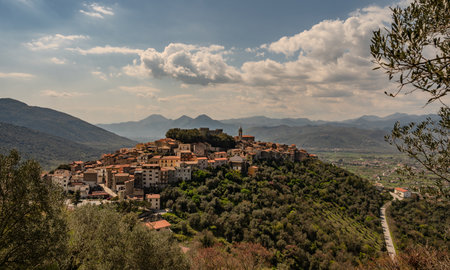 Monteroduni is an Italian town in the province of Isernia in Molise. Situated on a hill at about 460 meters in a very panoramic position, it stands out for its Pignatelli Castle.の写真素材