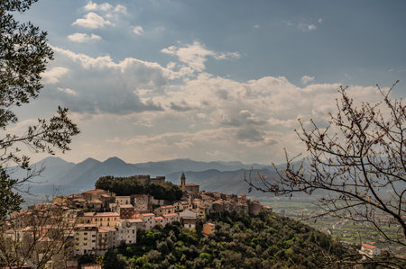 Monteroduni is an Italian town in the province of Isernia in Molise. Situated on a hill at about 460 meters in a very panoramic position, it stands out for its Pignatelli Castle.の写真素材