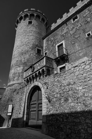 Pignatelli Castle dates back to the 18th century, when the Lombards erected a small fort, with the chapel of San Michele, their patron saint, now the parish church of the town.の写真素材