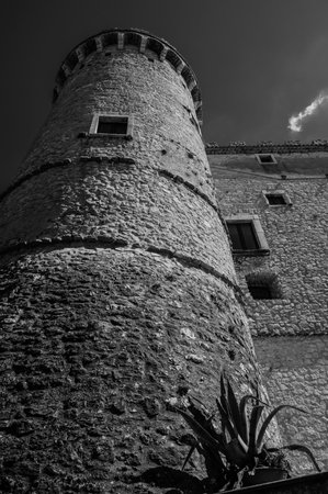 Pignatelli Castle dates back to the 18th century, when the Lombards erected a small fort, with the chapel of San Michele, their patron saint, now the parish church of the town.の写真素材