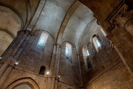 The Fossanova Abbey is located in the municipality of Priverno. In its majestic elegance and solid structure, the Abbey represents a true jewel of Cistercian architecture.の写真素材