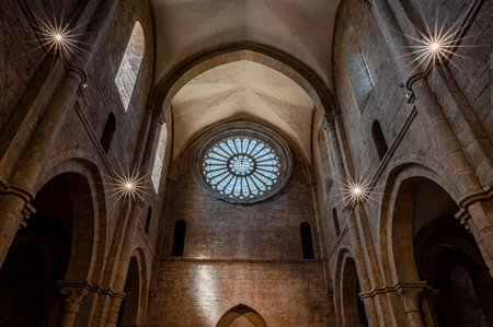 The Fossanova Abbey is located in the municipality of Priverno. In its majestic elegance and solid structure, the Abbey represents a true jewel of Cistercian architecture.の写真素材
