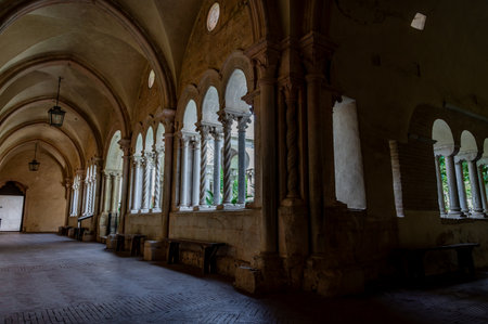 The Fossanova Abbey is located in the municipality of Priverno. In its majestic elegance and solid structure, the Abbey represents a true jewel of Cistercian architecture.の写真素材