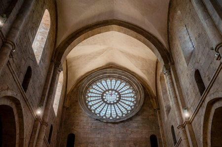 The Fossanova Abbey is located in the municipality of Priverno. In its majestic elegance and solid structure, the Abbey represents a true jewel of Cistercian architecture.の写真素材