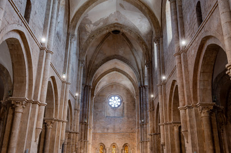 The Fossanova Abbey is located in the municipality of Priverno. In its majestic elegance and solid structure, the Abbey represents a true jewel of Cistercian architecture.の写真素材