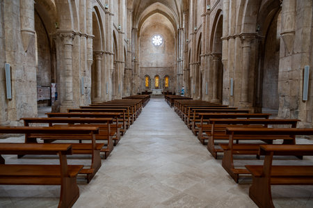 The Fossanova Abbey is located in the municipality of Priverno. In its majestic elegance and solid structure, the Abbey represents a true jewel of Cistercian architecture.の写真素材