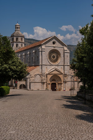 The Fossanova Abbey is located in the municipality of Priverno. In its majestic elegance and solid structure, the Abbey represents a true jewel of Cistercian architecture.の写真素材