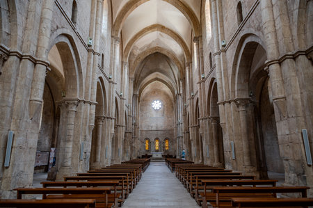 The Fossanova Abbey is located in the municipality of Priverno. In its majestic elegance and solid structure, the Abbey represents a true jewel of Cistercian architecture.の写真素材