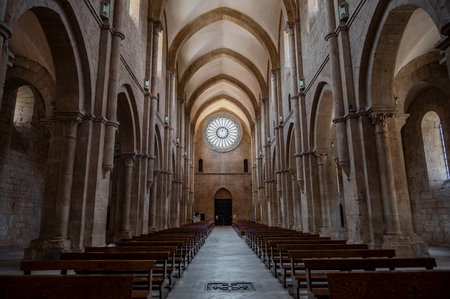 The Fossanova Abbey is located in the municipality of Priverno. In its majestic elegance and solid structure, the Abbey represents a true jewel of Cistercian architecture.の写真素材