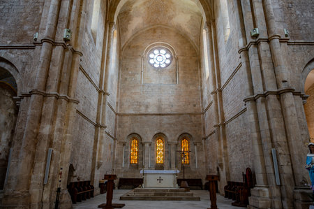 The Fossanova Abbey is located in the municipality of Priverno. In its majestic elegance and solid structure, the Abbey represents a true jewel of Cistercian architecture.の写真素材