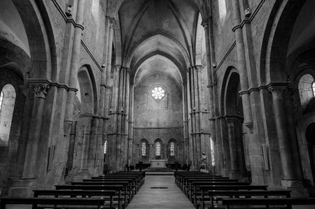 The Fossanova Abbey is located in the municipality of Priverno. In its majestic elegance and solid structure, the Abbey represents a true jewel of Cistercian architecture.の写真素材