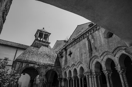 The Fossanova Abbey is located in the municipality of Priverno. In its majestic elegance and solid structure, the Abbey represents a true jewel of Cistercian architecture.の写真素材