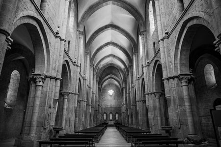 The Fossanova Abbey is located in the municipality of Priverno. In its majestic elegance and solid structure, the Abbey represents a true jewel of Cistercian architecture.の写真素材