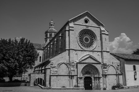 The Fossanova Abbey is located in the municipality of Priverno. In its majestic elegance and solid structure, the Abbey represents a true jewel of Cistercian architecture.の写真素材