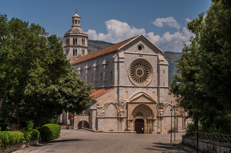 The Fossanova Abbey is located in the municipality of Priverno. In its majestic elegance and solid structure, the Abbey represents a true jewel of Cistercian architecture.の写真素材