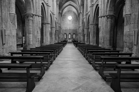 The Fossanova Abbey is located in the municipality of Priverno. In its majestic elegance and solid structure, the Abbey represents a true jewel of Cistercian architecture.の写真素材