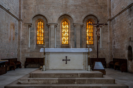 The Fossanova Abbey is located in the municipality of Priverno. In its majestic elegance and solid structure, the Abbey represents a true jewel of Cistercian architecture.の写真素材