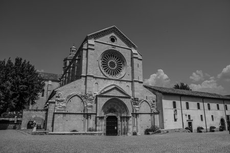 The Fossanova Abbey is located in the municipality of Priverno. In its majestic elegance and solid structure, the Abbey represents a true jewel of Cistercian architecture.の写真素材