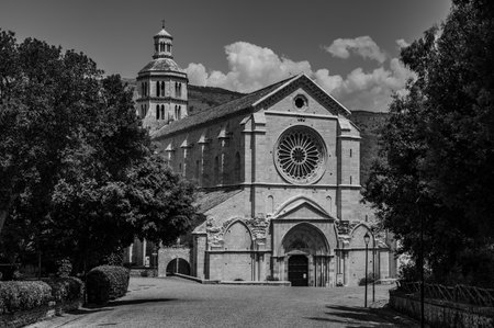 The Fossanova Abbey is located in the municipality of Priverno. In its majestic elegance and solid structure, the Abbey represents a true jewel of Cistercian architecture.の写真素材