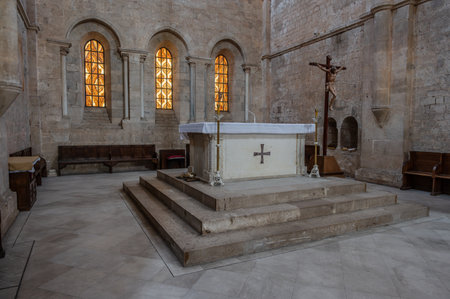 The Fossanova Abbey is located in the municipality of Priverno. In its majestic elegance and solid structure, the Abbey represents a true jewel of Cistercian architecture.の写真素材