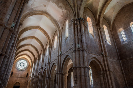 The Fossanova Abbey is located in the municipality of Priverno. In its majestic elegance and solid structure, the Abbey represents a true jewel of Cistercian architecture.の写真素材