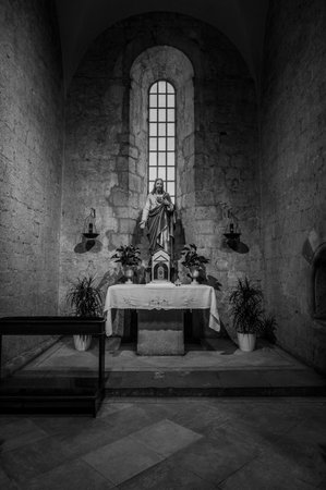 The Fossanova Abbey is located in the municipality of Priverno. In its majestic elegance and solid structure, the Abbey represents a true jewel of Cistercian architecture.の写真素材