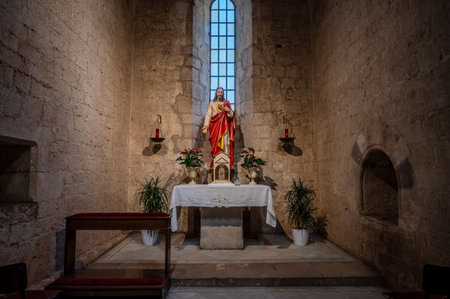 The Fossanova Abbey is located in the municipality of Priverno. In its majestic elegance and solid structure, the Abbey represents a true jewel of Cistercian architecture.の写真素材