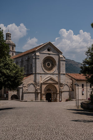 The Fossanova Abbey is located in the municipality of Priverno. In its majestic elegance and solid structure, the Abbey represents a true jewel of Cistercian architecture.の写真素材