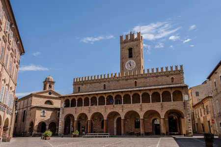 Offida. Town Hall. Built between the 13th and 14th centuries (central crenellated tower). The...