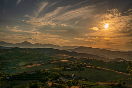 The Marche, a region of eastern Italy, rises between the Apennine mountains and the Adriatic Sea.
