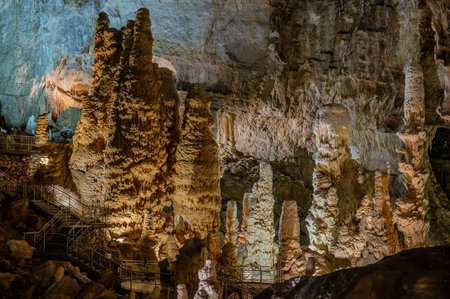 The Frasassi Caves are underground karst caves located in the municipality of Genga, in the province of Ancona, within the Gola della Rossa and Frasassi Regional Natural Park.の写真素材
