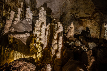 The Frasassi Caves are underground karst caves located in the municipality of Genga, in the province of Ancona, within the Gola della Rossa and Frasassi Regional Natural Park.の写真素材