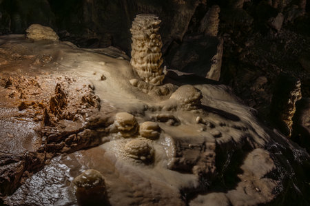 The Frasassi Caves are underground karst caves located in the municipality of Genga, in the province of Ancona, within the Gola della Rossa and Frasassi Regional Natural Park.の写真素材