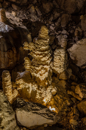 The Frasassi Caves are underground karst caves located in the municipality of Genga, in the province of Ancona, within the Gola della Rossa and Frasassi Regional Natural Park.の写真素材