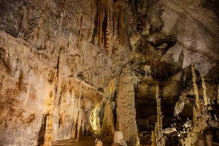 The Frasassi Caves are underground karst caves located in the municipality of Genga, in the province of Ancona, within the Gola della Rossa and Frasassi Regional Natural Park.の写真素材