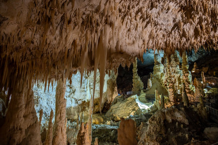 The Frasassi Caves are underground karst caves located in the municipality of Genga, in the province of Ancona, within the Gola della Rossa and Frasassi Regional Natural Park.の写真素材