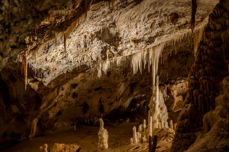 The Frasassi Caves are underground karst caves located in the municipality of Genga, in the province of Ancona, within the Gola della Rossa and Frasassi Regional Natural Park.の写真素材
