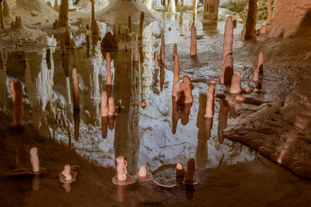 The Frasassi Caves are underground karst caves located in the municipality of Genga, in the province of Ancona, within the Gola della Rossa and Frasassi Regional Natural Park.の写真素材