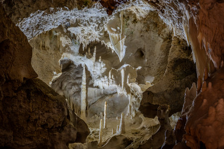 The Frasassi Caves are underground karst caves located in the municipality of Genga, in the province of Ancona, within the Gola della Rossa and Frasassi Regional Natural Park.の写真素材