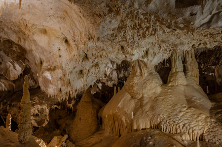The Frasassi Caves are underground karst caves located in the municipality of Genga, in the province of Ancona, within the Gola della Rossa and Frasassi Regional Natural Park.の写真素材
