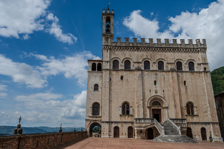 The Gothic-style Palazzo dei Consoli was built in the 14th century by the city government, which sought to demonstrate the city's grandeur and power. Since 1901, it has housed the civic museum.の写真素材