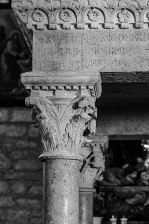 The Collegiate Church of Santa Maria Assunta in Amaseno is a church that houses the relics of Saint Lawrence, martyred in 258 AD. It is famous for the miracle of the liquefaction of the saint's blood.の写真素材