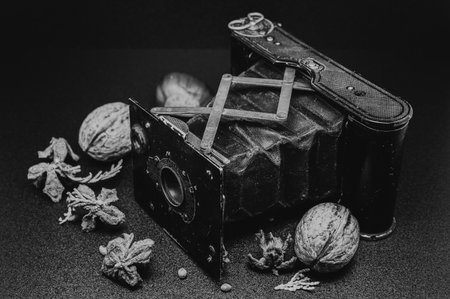 Still life of a vintage camera used by reporters during the First World Warの写真素材