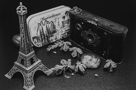 Still life of a vintage cameraの写真素材