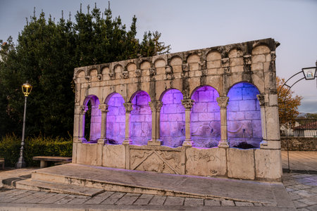 It is an elegant public fountain, as well as a symbol, of the city of Isernia.の写真素材