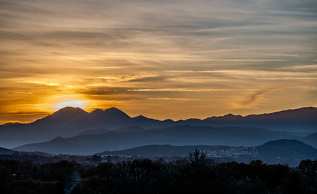 Sunset, especially in some Italian locations, such as Molise and the province of Isernia, is a magical moment that fills the heart with joy and serenityの写真素材